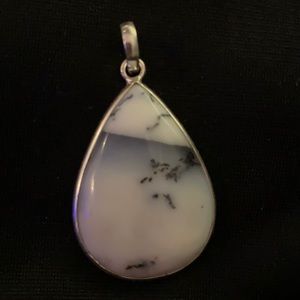 🎁 Beautiful teardrop shaped Dendritic Agate and sterling silver pendant